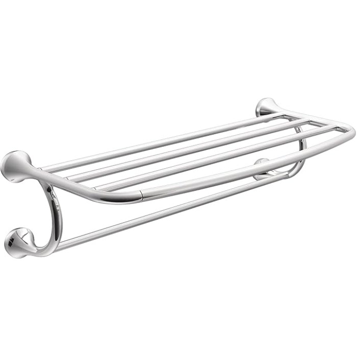 YB2894CH Eva 24-Inch Wide Bathroom Hotel-Style Towel Shelf with Towel Bar, Chrome