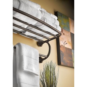 YB2894CH Eva 24-Inch Wide Bathroom Hotel-Style Towel Shelf with Towel Bar, Chrome