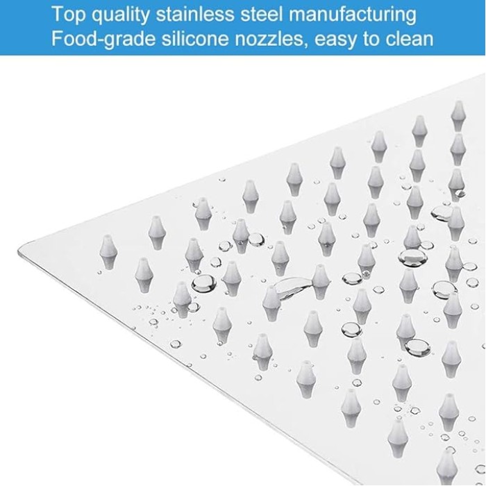 Rain Shower Head With Shower Arm, Ceiling Mount Square Shower, Stainless Steel Ceiling Rainfall Showerhead- Waterfall Full Body Coverage (12 Inch, Chrome)