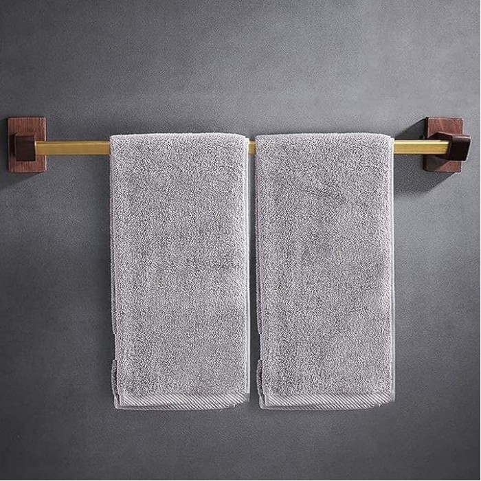 Bathroom Walnut Towel Rail Bathroom Towel Rack Self Adhesive Wall-Mounted Towel Holder Bathroom Balcony Towel Clothes Shelf Hanger Tower Hanger/60Cm