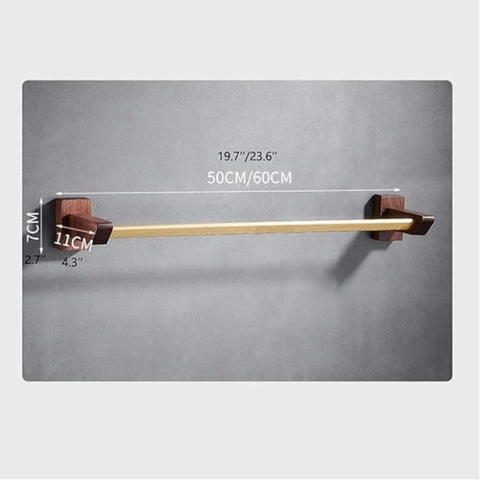 Bathroom Walnut Towel Rail Bathroom Towel Rack Self Adhesive Wall-Mounted Towel Holder Bathroom Balcony Towel Clothes Shelf Hanger Tower Hanger/60Cm