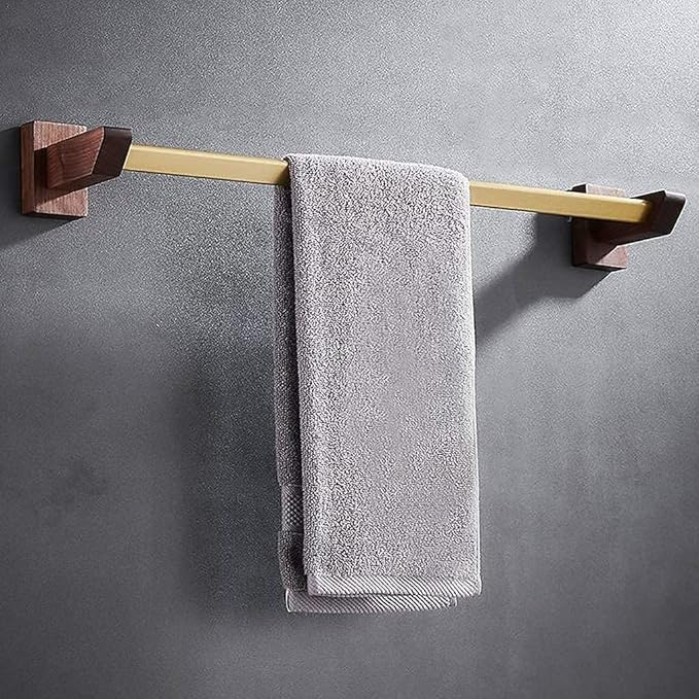 Bathroom Walnut Towel Rail Bathroom Towel Rack Self Adhesive Wall-Mounted Towel Holder Bathroom Balcony Towel Clothes Shelf Hanger Tower Hanger/60Cm