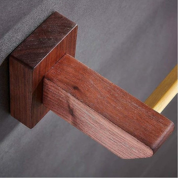 Bathroom Walnut Towel Rail Bathroom Towel Rack Self Adhesive Wall-Mounted Towel Holder Bathroom Balcony Towel Clothes Shelf Hanger Tower Hanger/60Cm