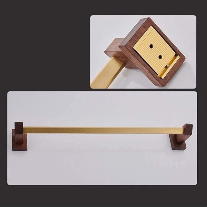 Bathroom Walnut Towel Rail Bathroom Towel Rack Self Adhesive Wall-Mounted Towel Holder Bathroom Balcony Towel Clothes Shelf Hanger Tower Hanger/60Cm