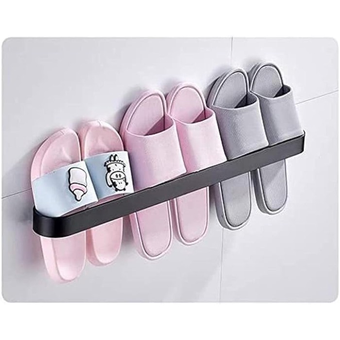 Wall- Mounted Black, self- Adhesive Bathroom Towel bar, Cabinet Space Aluminum Rust Towel Rack (Size : 60cm)