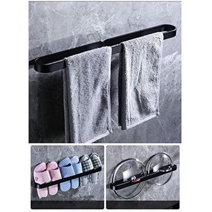 Wall- Mounted Black, self- Adhesive Bathroom Towel bar, Cabinet Space Aluminum Rust Towel Rack (Size : 40cm)