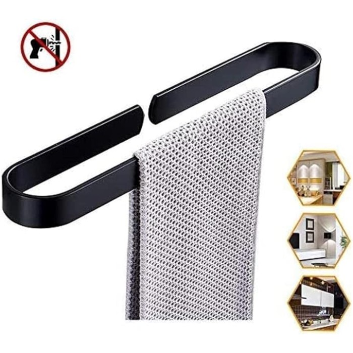 Wall- Mounted Black, self- Adhesive Bathroom Towel bar, Cabinet Space Aluminum Rust Towel Rack (Size : 40cm)