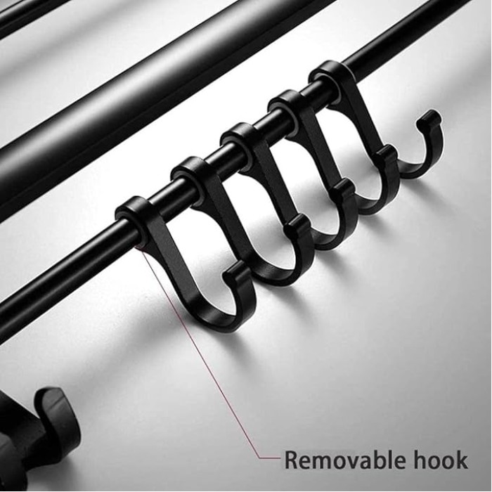 Black Bathroom Decorative Towel Rack self-Adhesive, Retro Double Towel Rack Storage Rack Wall- Mounted with 5 Hooks (Size : 40cm)
