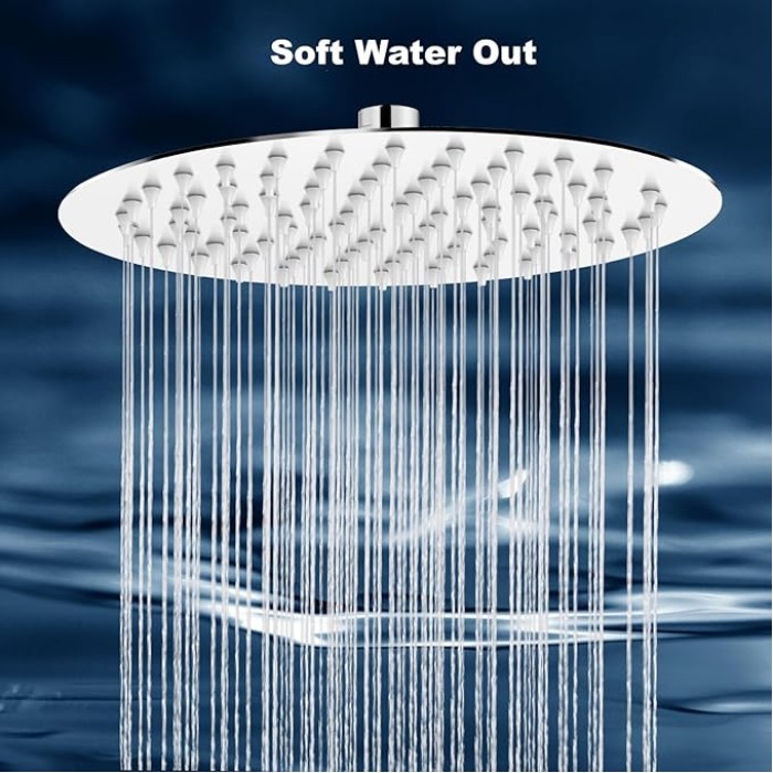 Round Rainfall Shower Head High Pressure Stainless Steel Waterfall Large Rain Shower Head Ultra Thin Design,Polish Chrome 12 Inch