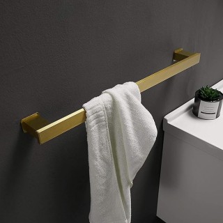 Towel Rack,Self-Adhesive or Screw Fixing,Space Aluminum Brushed Golden Towel Rack,Polished Surface Treatment,Household Wall-Mounted Bathroom Towel Rack/40Cm