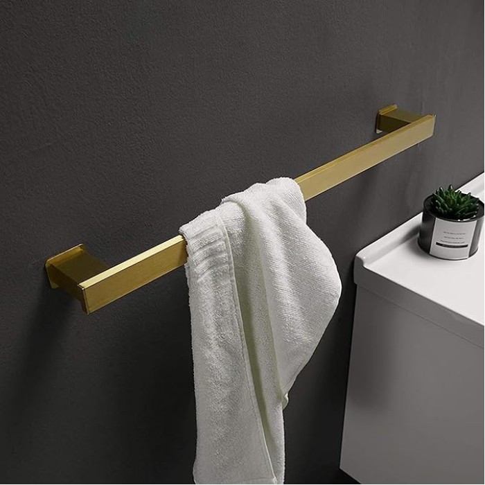 Towel Rack,Self-Adhesive or Screw Fixing,Space Aluminum Brushed Golden Towel Rack,Polished Surface Treatment,Household Wall-Mounted Bathroom Towel Rack/60Cm
