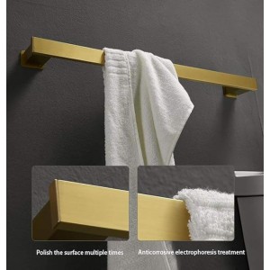 Towel Rack,Self-Adhesive or Screw Fixing,Space Aluminum Brushed Golden Towel Rack,Polished Surface Treatment,Household Wall-Mounted Bathroom Towel Rack/60Cm