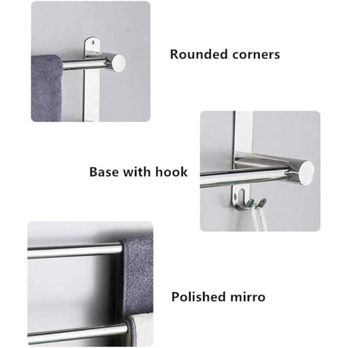 Towel Rack,Towel Shelf,Wall Mounted Towel Bar,Towel Rail Self Adhesive,for Kitchen Bathroom40/50-60/70/80/90Cm-3_Rods-70_Cm/3 Rods-60 cm