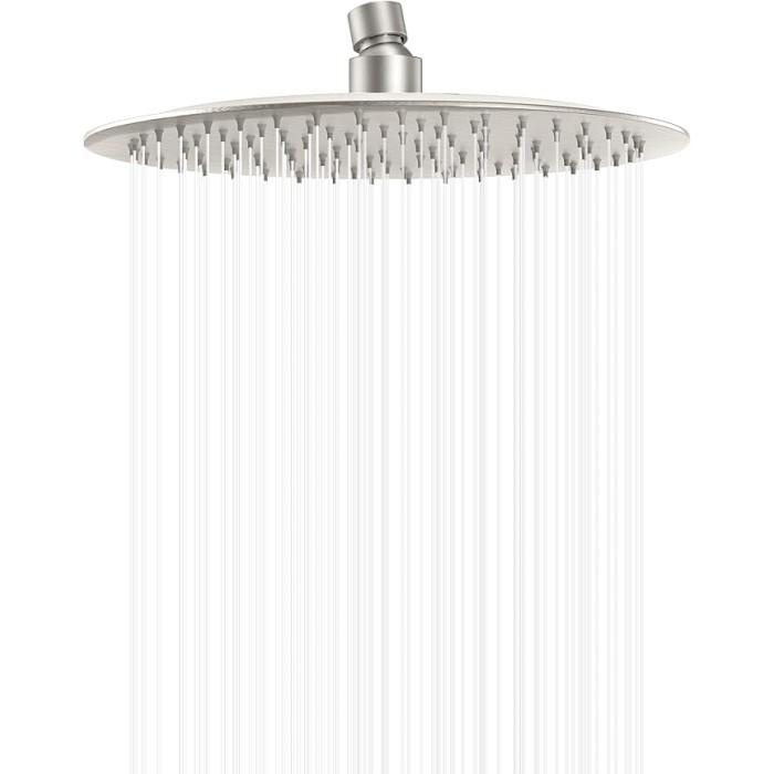 12" Rain Shower Head, Stainless Steel Rainfall Ceiling Mount Shower Head, High Pressure Rainfall Shower Heads, Brushed Nickel