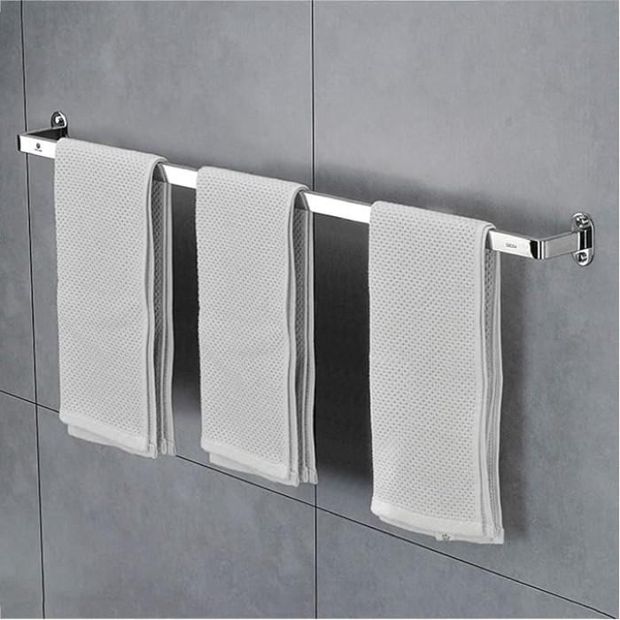 Towel Rails Self Adhesive or Screws Mounting Dual Purpose Towel Bar Rail, SUS304 Stainless Steel Large Size Single Towel Rack, 40CM-120CM, Silver, for Kitchen Bathrooms Lavatory Closets(95cm)
