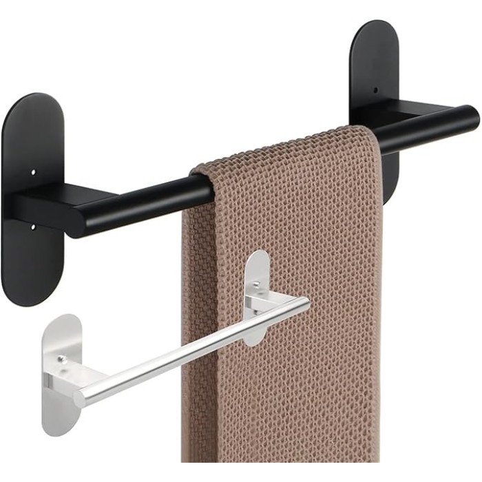 40cm Towel Rails Wall Mounted Bathroom Towel Holder, Hand Towel Holder SUS304 Stainless Steel Bathroom Shelf Storage Rack Towel Bars(Brushed) (Matte Black)