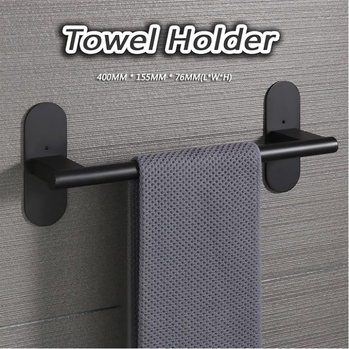 40cm Towel Rails Wall Mounted Bathroom Towel Holder, Hand Towel Holder SUS304 Stainless Steel Bathroom Shelf Storage Rack Towel Bars(Brushed) (Matte Black)