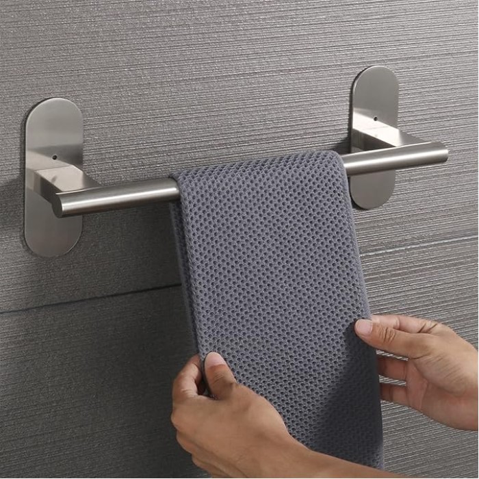 40cm Towel Rails Wall Mounted Bathroom Towel Holder, Hand Towel Holder SUS304 Stainless Steel Bathroom Shelf Storage Rack Towel Bars(Brushed) (Matte Black)