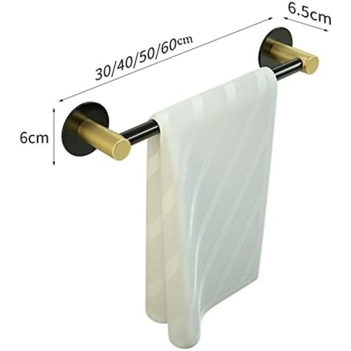 Towel Hanger Self Adhesive Towel Bar No Drilling Black Wall Mount Space Aluminum for Toilets, bathrooms,40cm