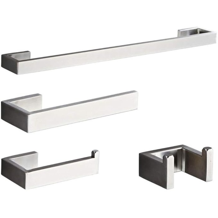 Brushed Finish Wall Mounted Towel Rail Hardware Accessories Sets Hotel Towel Rack with Self Adhesive Rust Proof Waterproof Stainless Steel Silver Towel Holder for Kitchen Bathroom 40cm (50cm )