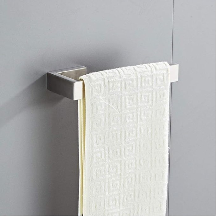 Brushed Finish Wall Mounted Towel Rail Hardware Accessories Sets Hotel Towel Rack with Self Adhesive Rust Proof Waterproof Stainless Steel Silver Towel Holder for Kitchen Bathroom 40cm (50cm )