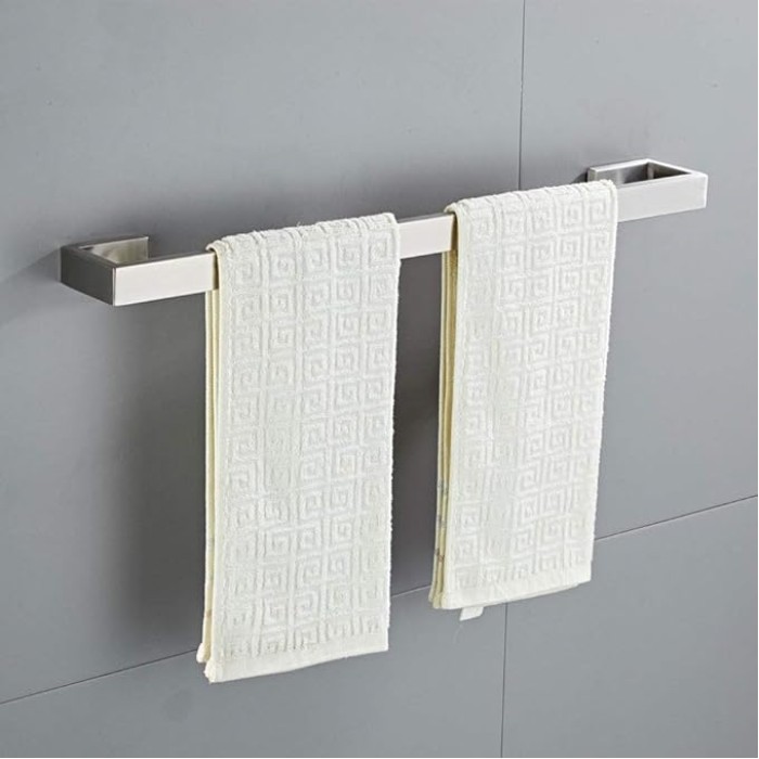 Brushed Finish Wall Mounted Towel Rail Hardware Accessories Sets Hotel Towel Rack with Self Adhesive Rust Proof Waterproof Stainless Steel Silver Towel Holder for Kitchen Bathroom 40cm (50cm )