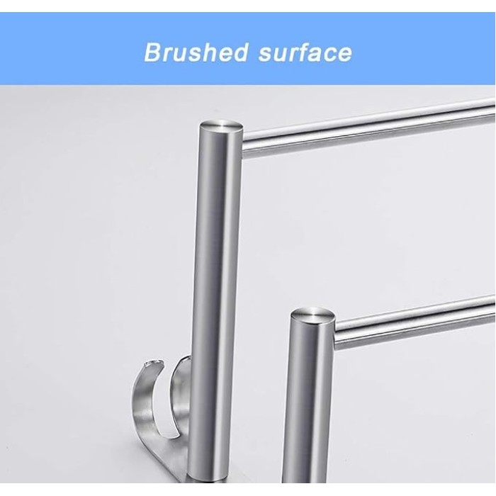 3-Tier Bath Towel Rack with Hooks Towel Rail Wall Mounted SUS304 Stainless Steel Towel Storage Bathroom Towel Rails Self Adhesive Bath Towel Rail50CM (60cm)