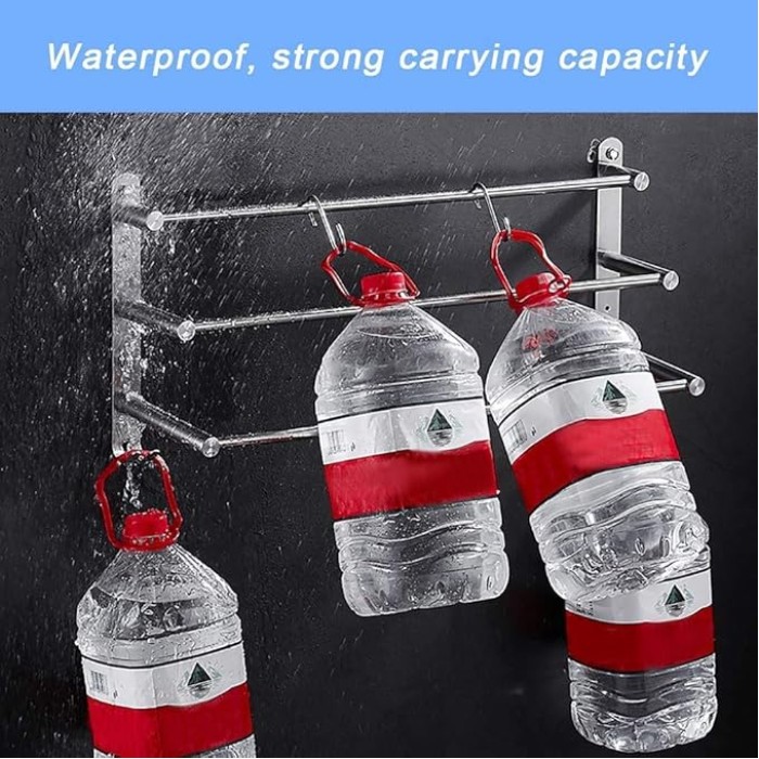 3-Tier Bath Towel Rack with Hooks Towel Rail Wall Mounted SUS304 Stainless Steel Towel Storage Bathroom Towel Rails Self Adhesive Bath Towel Rail50CM (60cm)