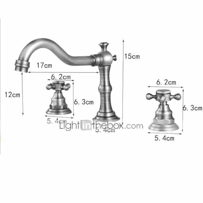 Widespread Bathroom Sink Faucet,Two Handle Three Holes, Brass ORB Bathroom Sink Faucet Contain with Supply Lines and Drain Plug and Hot/Cold Switch