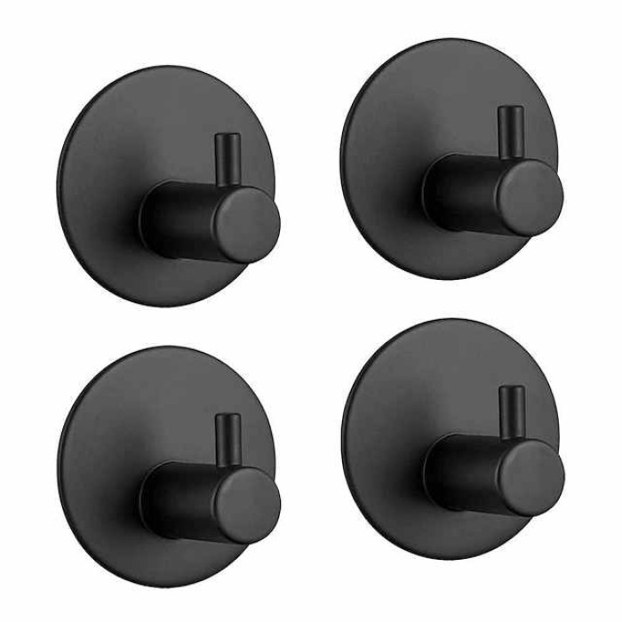 4pcs Wall Hooks Self-adhesive Durable 304 Stainless Steel Wall Hangers Waterproof Rustproof for Kitchen Bathrooms 3M