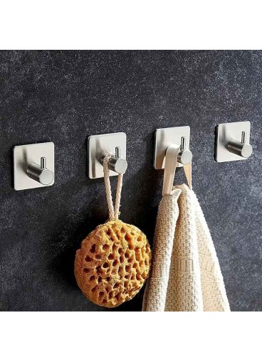 1/2pcs Adhesive Hooks Heavy Duty Wall Hooks Waterproof Stainless Steel Hooks For Hanging Coat Hat Towel Robe Hook Wall Mounted Rack For Bathroom And Bedroom