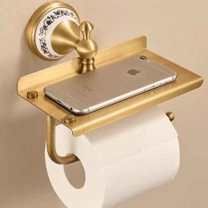 Toilet Paper Holder Adorable Antique / Modern Brass Bathroom / Hotel bath Wall Mounted